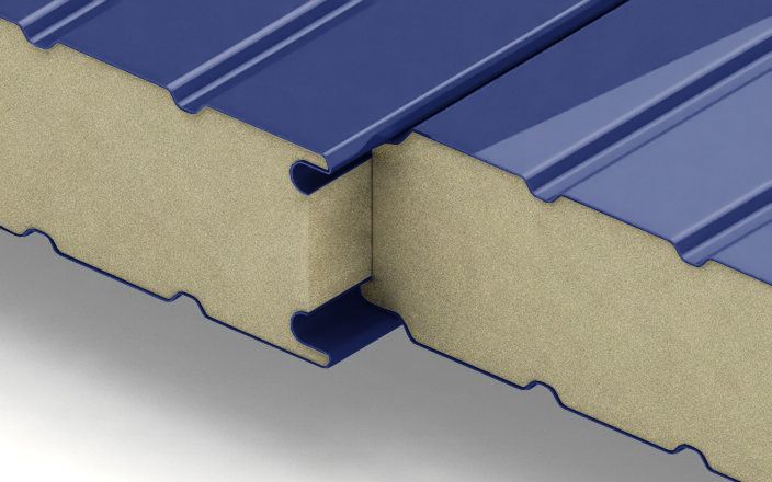 Стеновые сэндвич-панели с наполнителем из пенополиизоцианурата толщиной 30 мм, ширина 1190 мм, цвет RAL 5005 ПрофЛайн, купить Стеновые сэндвич-панели с наполнителем из пенополиизоцианурата толщиной 30 мм, ширина 1190 мм, цвет RAL 5005 в ПрофЛайн