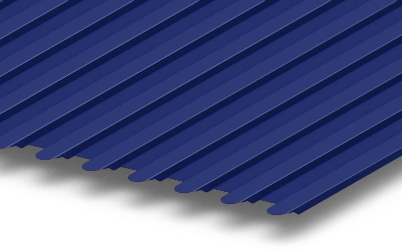 Профнастил С8 фигурный с покрытием Satin® 0,5 мм, RAL 5005 Профлайн Профнастил С8 фигурный с покрытием Satin® 0,5 мм, RAL 5005 Профлайн