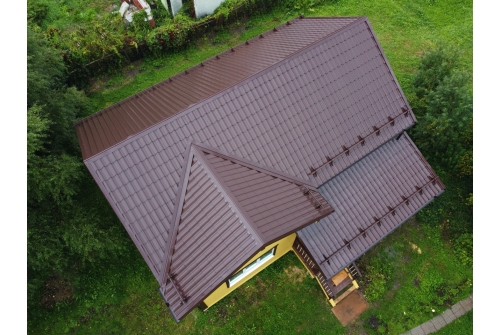 Металлочерепица Классик ("Classic") v01 0,5 Satin RAL 8017 шоколад ПрофЛайн, купить Металлочерепица Классик ("Classic") v01 0,5 Satin RAL 8017 шоколад в ПрофЛайн