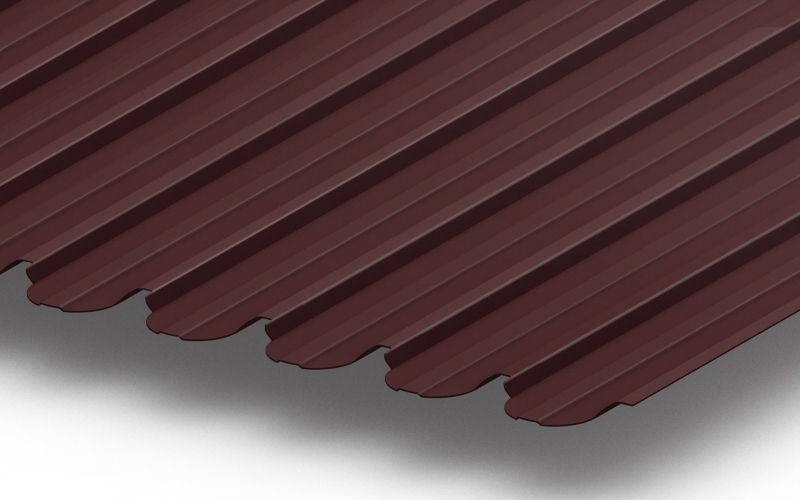 Профнастил С10 фигурный с покрытием Satin® 0,5 мм, RAL 3009 Профлайн Профнастил С10 фигурный с покрытием Satin® 0,5 мм, RAL 3009 Профлайн