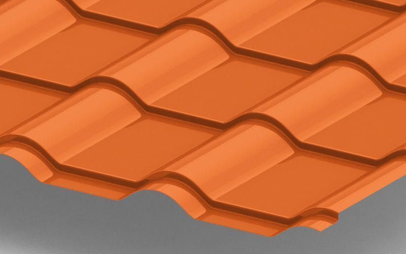 Металлочерепица Kamea с покрытием Полиэстер, 0,45 мм, цвет RAL 2004 ПрофЛайн, купить Металлочерепица Kamea с покрытием Полиэстер, 0,45 мм, цвет RAL 2004 в ПрофЛайн