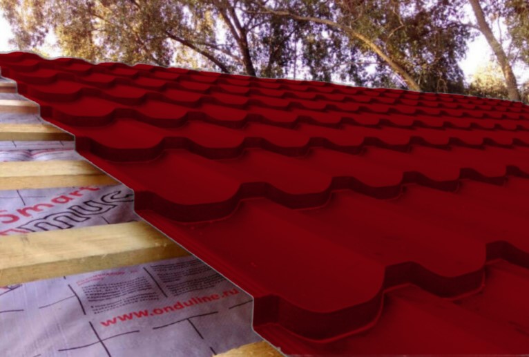 Металлочерепица Металл-Профиль Трамонтана-XL 0,5 VikingMP® E RAL 3005 Красное вино ПрофЛайн, купить Металлочерепица Металл-Профиль Трамонтана-XL 0,5 VikingMP® E RAL 3005 Красное вино в ПрофЛайн