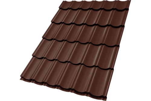Металлочерепица "Квинта Юг" 0,5 Drap RAL 8017 шоколад ПрофЛайн, купить Металлочерепица "Квинта Юг" 0,5 Drap RAL 8017 шоколад в ПрофЛайн