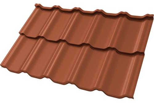 Металлочерепица "Квинта Уно" ("Kvinta Uno") 0,5 Satin RAL 8004 терракота ПрофЛайн, купить Металлочерепица "Квинта Уно" ("Kvinta Uno") 0,5 Satin RAL 8004 терракота в ПрофЛайн