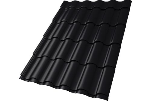 Металлочерепица "Кредо" ("Kredo") v02 0,5 Satin RAL 9005 черный ПрофЛайн, купить Металлочерепица "Кредо" ("Kredo") v02 0,5 Satin RAL 9005 черный в ПрофЛайн