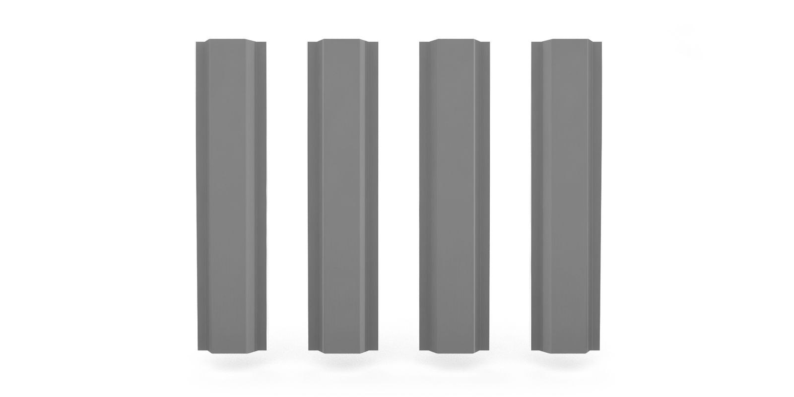 Штакетник металлический П-образный, цвет RAL 7004, длина 1,6 м, ширина 94 мм, односторонняя окраска ПрофЛайн, купить Штакетник металлический П-образный, цвет RAL 7004, длина 1,6 м, ширина 94 мм, односторонняя окраска в ПрофЛайн