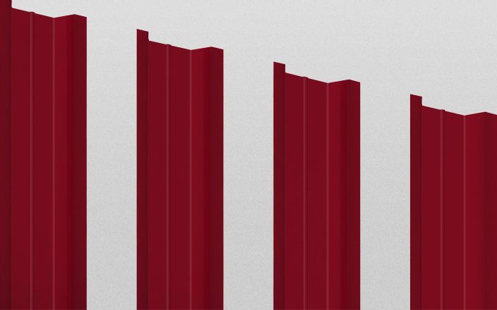 Штакетник металлический П-образный с ребром жёсткости, цвет RAL 3003, длина 1,6 м, Односторонняя окраска ПрофЛайн, купить Штакетник металлический П-образный с ребром жёсткости, цвет RAL 3003, длина 1,6 м, Односторонняя окраска в ПрофЛайн