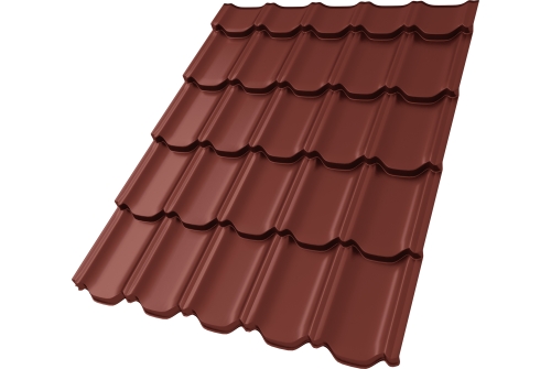 Металлочерепица "Квинта плюс3D" ("Kvinta plus3D") 0,5 Satin RAL 3009 оксидно-красный ПрофЛайн, купить Металлочерепица "Квинта плюс3D" ("Kvinta plus3D") 0,5 Satin RAL 3009 оксидно-красный в ПрофЛайн