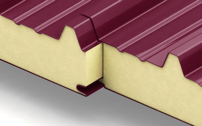 Кровельные сэндвич-панели с наполнителем из пенополиизоцианурата толщиной 220 мм, цвет RAL 3005 ПрофЛайн, купить Кровельные сэндвич-панели с наполнителем из пенополиизоцианурата толщиной 220 мм, цвет RAL 3005 в ПрофЛайн