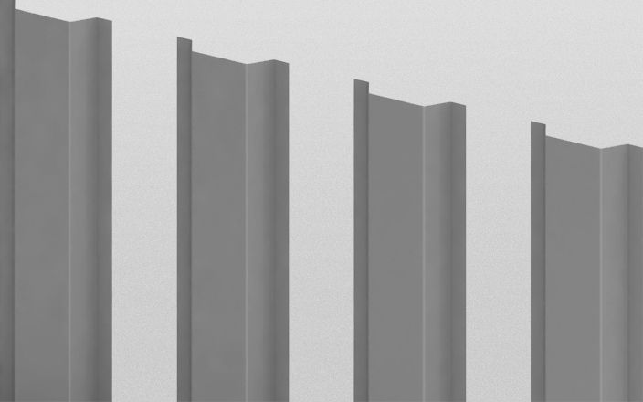 Штакетник металлический П-образный, цвет RAL 7004, длина 1,6 м, ширина 94 мм, односторонняя окраска ПрофЛайн, купить Штакетник металлический П-образный, цвет RAL 7004, длина 1,6 м, ширина 94 мм, односторонняя окраска в ПрофЛайн