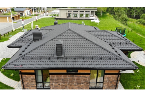 Металлочерепица "Кредо" ("Kredo") v01 0,5 Drap TX RAL 9005 черный ПрофЛайн, купить Металлочерепица "Кредо" ("Kredo") v01 0,5 Drap TX RAL 9005 черный в ПрофЛайн