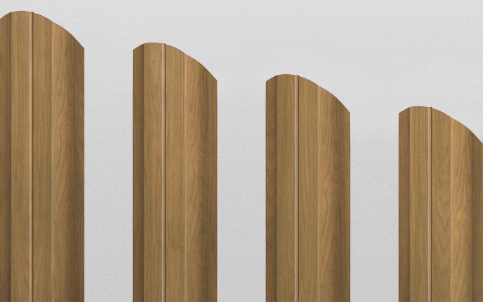 Штакетник металлический П-образный фигурный, цвет золотистый дуб, длина 2 м, двусторонняя окраска ПрофЛайн, купить Штакетник металлический П-образный фигурный, цвет золотистый дуб, длина 2 м, двусторонняя окраска в ПрофЛайн