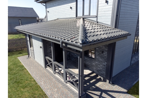 Металлочерепица "Кредо" ("Kredo") v01 0,5 Satin RAL 7024 мокрый асфальт ПрофЛайн, купить Металлочерепица "Кредо" ("Kredo") v01 0,5 Satin RAL 7024 мокрый асфальт в ПрофЛайн