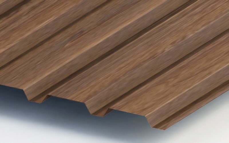 Профнастил МП35 с покрытием ECOSTEEL® 0,5 мм, морёный дуб Профлайн Профнастил МП35 с покрытием ECOSTEEL® 0,5 мм, морёный дуб Профлайн