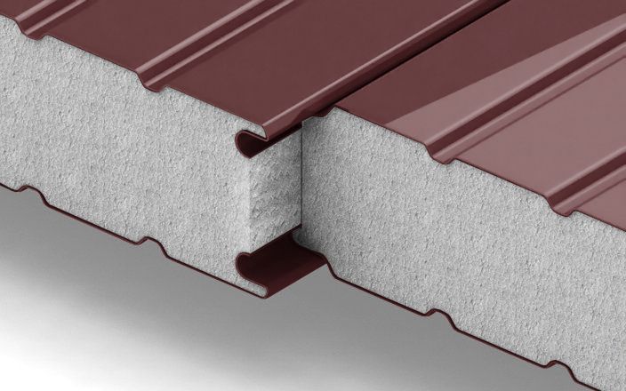 Стеновые сэндвич-панели с наполнителем из пенополистирола толщиной 50 мм, ширина 1000 мм, цвет RAL 3009 ПрофЛайн, купить Стеновые сэндвич-панели с наполнителем из пенополистирола толщиной 50 мм, ширина 1000 мм, цвет RAL 3009 в ПрофЛайн