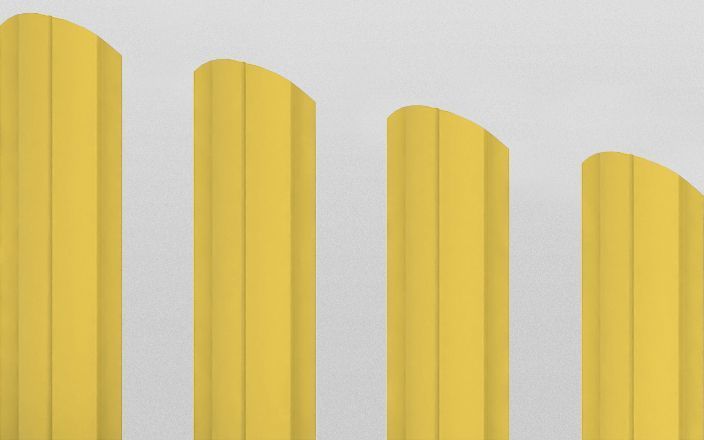 Штакетник металлический круглый фигурный, цвет RAL 1018, длина 2 м, односторонняя окраска ПрофЛайн, купить Штакетник металлический круглый фигурный, цвет RAL 1018, длина 2 м, односторонняя окраска в ПрофЛайн