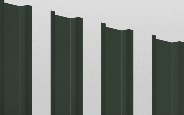 Штакетник металлический П-образный, цвет RR 11, длина 1,6 м, ширина 94 мм, односторонняя окраска ПрофЛайн, купить Штакетник металлический П-образный, цвет RR 11, длина 1,6 м, ширина 94 мм, односторонняя окраска в ПрофЛайн