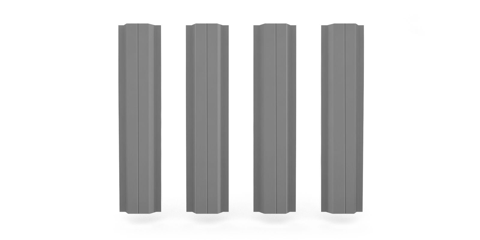 Штакетник металлический П-образный с ребром жёсткости, цвет RAL 7004, длина 1,8 м, Двусторонняя окраска ПрофЛайн, купить Штакетник металлический П-образный с ребром жёсткости, цвет RAL 7004, длина 1,8 м, Двусторонняя окраска в ПрофЛайн