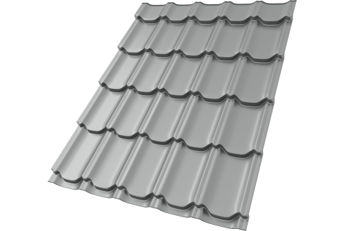 Металлочерепица "Квинта плюс" ("Kvinta plus") 0,5 Satin RAL 9006 бело-алюминиевый ПрофЛайн, купить Металлочерепица "Квинта плюс" ("Kvinta plus") 0,5 Satin RAL 9006 бело-алюминиевый в ПрофЛайн