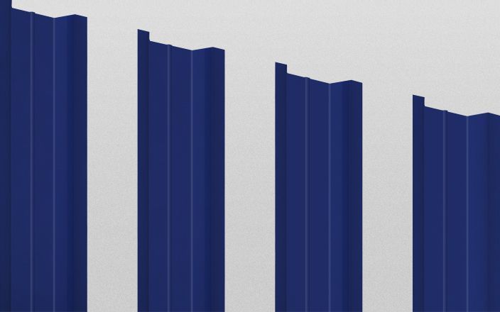 Штакетник металлический П-образный с ребром жёсткости, цвет RAL 5005, длина 1,6 м, Односторонняя окраска ПрофЛайн, купить Штакетник металлический П-образный с ребром жёсткости, цвет RAL 5005, длина 1,6 м, Односторонняя окраска в ПрофЛайн