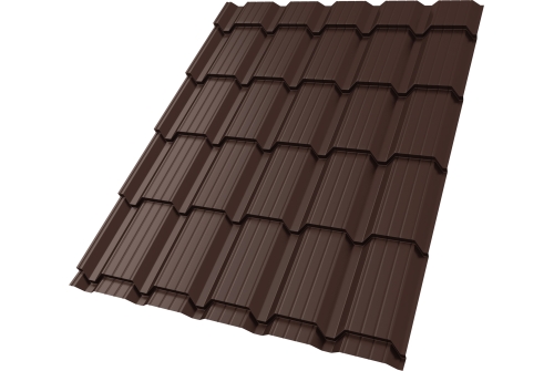 Металлочерепица "Квадро профи (Верховье)" ("Quadro Profi") v01 0,5 Rooftop Бархат RAL 8017 шоколад ПрофЛайн, купить Металлочерепица "Квадро профи (Верховье)" ("Quadro Profi") v01 0,5 Rooftop Бархат RAL 8017 шоколад в ПрофЛайн