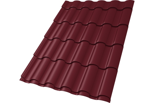 Металлочерепица "Кредо" ("Kredo") v01 0,5 Satin RAL 3005 красное вино ПрофЛайн, купить Металлочерепица "Кредо" ("Kredo") v01 0,5 Satin RAL 3005 красное вино в ПрофЛайн