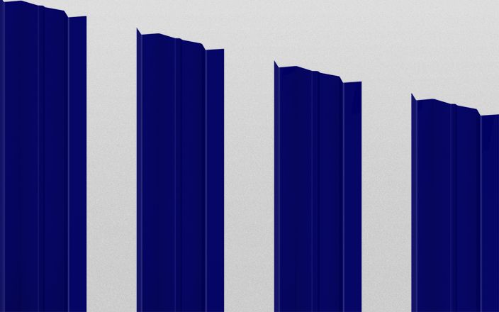 Штакетник металлический М-образный, цвет RAL 5002, длина 2 м, двусторонняя окраска ПрофЛайн, купить Штакетник металлический М-образный, цвет RAL 5002, длина 2 м, двусторонняя окраска в ПрофЛайн