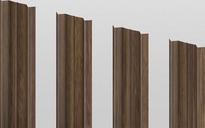 Штакетник металлический М-образный, цвет морёный дуб, длина 1,8 м, двусторонняя окраска ПрофЛайн, купить Штакетник металлический М-образный, цвет морёный дуб, длина 1,8 м, двусторонняя окраска в ПрофЛайн