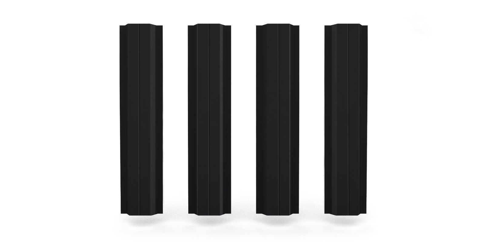 Штакетник металлический П-образный с ребром жёсткости, цвет RAL 9005, длина 1,6 м, Односторонняя окраска ПрофЛайн, купить Штакетник металлический П-образный с ребром жёсткости, цвет RAL 9005, длина 1,6 м, Односторонняя окраска в ПрофЛайн