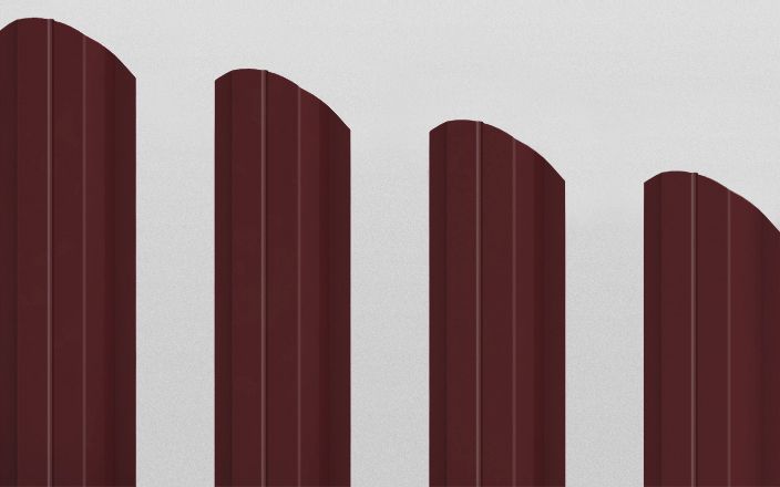 Штакетник металлический П-образный фигурный, цвет RAL 3009, длина 1,8 м, двусторонняя окраска ПрофЛайн, купить Штакетник металлический П-образный фигурный, цвет RAL 3009, длина 1,8 м, двусторонняя окраска в ПрофЛайн