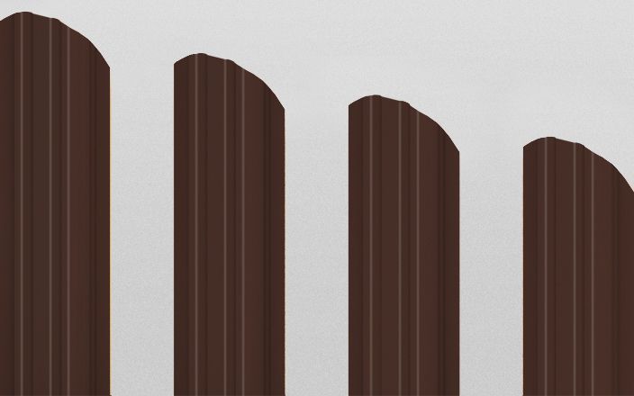 Штакетник металлический прямоугольный фигурный, цвет RAL 8017, длина 1,8 м, двусторонняя окраска ПрофЛайн, купить Штакетник металлический прямоугольный фигурный, цвет RAL 8017, длина 1,8 м, двусторонняя окраска в ПрофЛайн