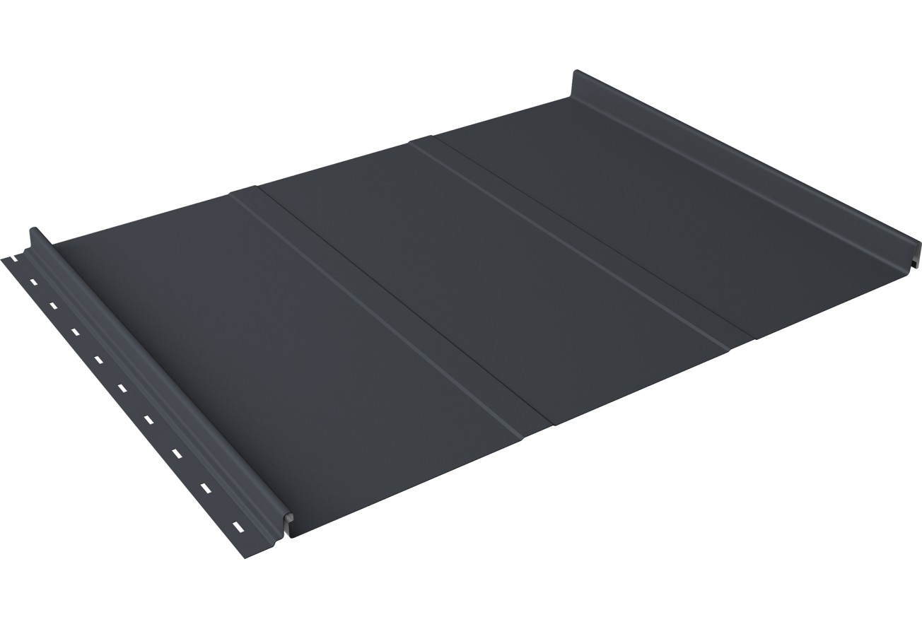 Кликфальц Line 0,5 Rooftop Бархат с пленкой на замках RAL 7024 мокрый асфальт ПрофЛайн, купить Кликфальц Line 0,5 Rooftop Бархат с пленкой на замках RAL 7024 мокрый асфальт в ПрофЛайн