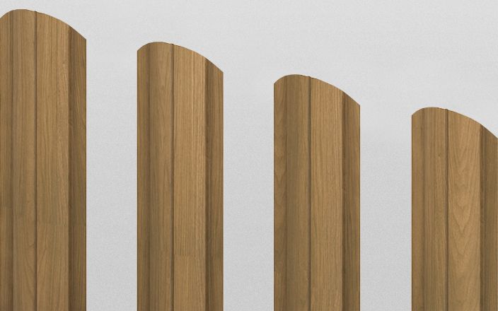 Штакетник металлический круглый фигурный, цвет золотистый дуб, длина 1,8 м, двусторонняя окраска ПрофЛайн, купить Штакетник металлический круглый фигурный, цвет золотистый дуб, длина 1,8 м, двусторонняя окраска в ПрофЛайн