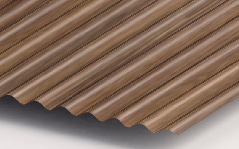 Профнастил МП18 с покрытием ECOSTEEL® 0,5 мм, морёный дуб Профлайн Профнастил МП18 с покрытием ECOSTEEL® 0,5 мм, морёный дуб Профлайн