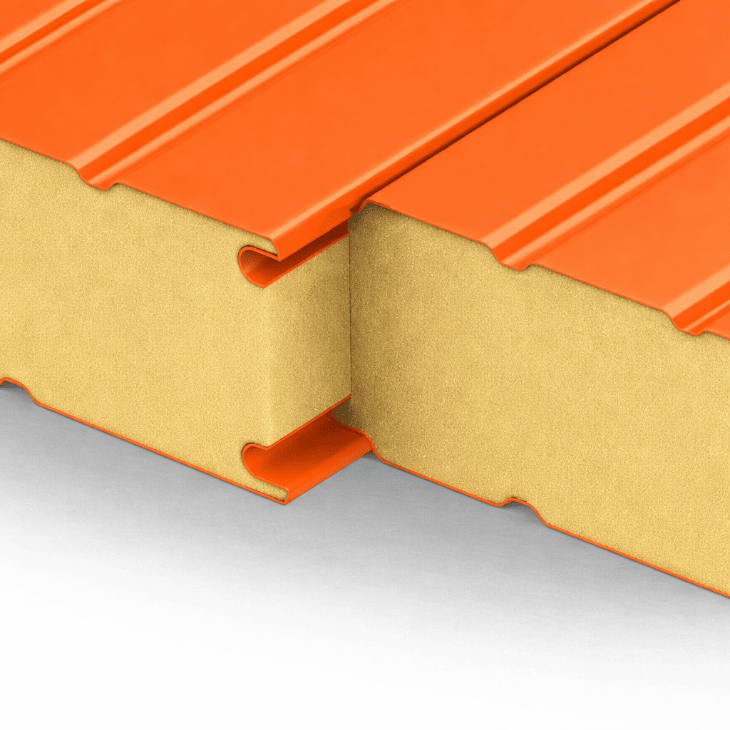 Стеновые сэндвич-панели с наполнителем из пенополиуретана толщиной 80 мм, ширина 1160 мм, цвет RAL 2008 ПрофЛайн, купить Стеновые сэндвич-панели с наполнителем из пенополиуретана толщиной 80 мм, ширина 1160 мм, цвет RAL 2008 в ПрофЛайн