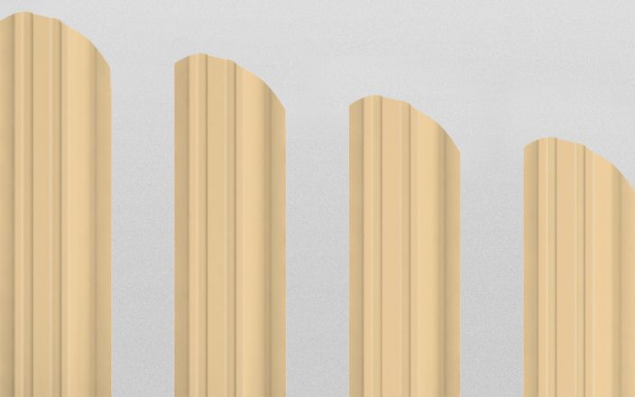 Штакетник металлический прямоугольный фигурный, цвет RAL 1014, длина 2 м, двусторонняя окраска ПрофЛайн, купить Штакетник металлический прямоугольный фигурный, цвет RAL 1014, длина 2 м, двусторонняя окраска в ПрофЛайн