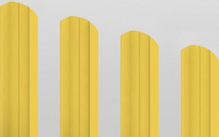 Штакетник металлический М-образный фигурный, цвет RAL 1018, длина 2 м, двусторонняя окраска ПрофЛайн, купить Штакетник металлический М-образный фигурный, цвет RAL 1018, длина 2 м, двусторонняя окраска в ПрофЛайн