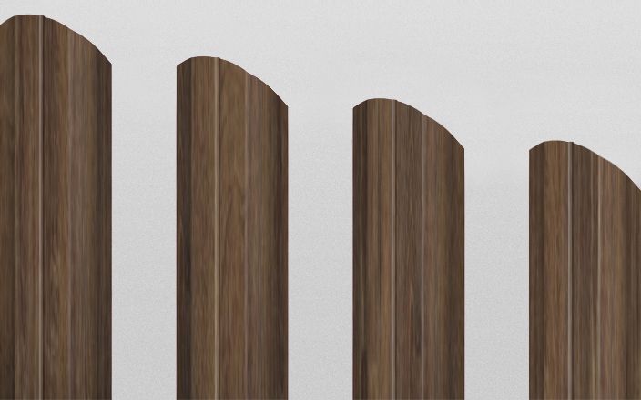 Штакетник металлический П-образный фигурный, цвет морёный дуб, длина 2 м, двусторонняя окраска ПрофЛайн, купить Штакетник металлический П-образный фигурный, цвет морёный дуб, длина 2 м, двусторонняя окраска в ПрофЛайн