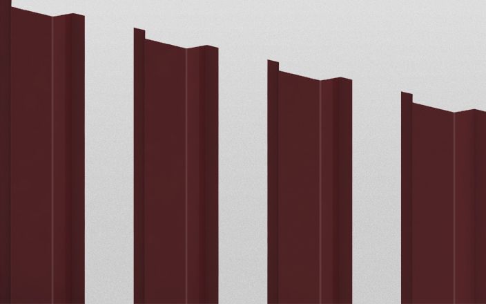 Штакетник металлический П-образный, цвет RAL 3009, длина 1,8 м, ширина 94 мм, односторонняя окраска ПрофЛайн, купить Штакетник металлический П-образный, цвет RAL 3009, длина 1,8 м, ширина 94 мм, односторонняя окраска в ПрофЛайн