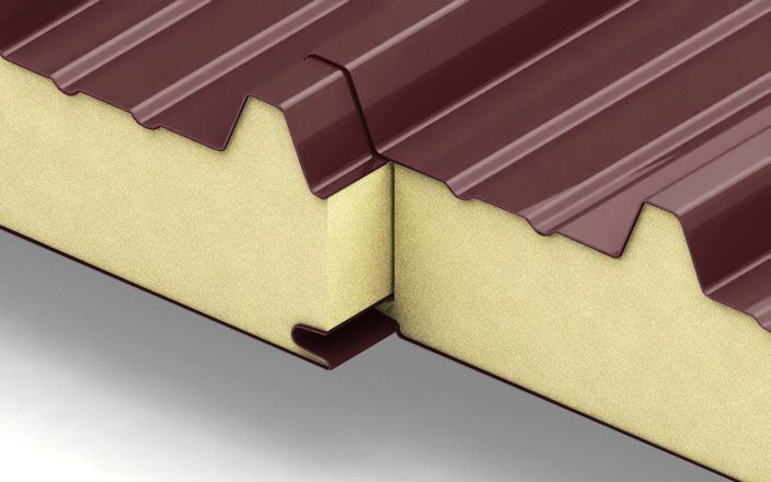 Кровельные сэндвич-панели с наполнителем из пенополиизоцианурата толщиной 60 мм, цвет RAL 3009 ПрофЛайн, купить Кровельные сэндвич-панели с наполнителем из пенополиизоцианурата толщиной 60 мм, цвет RAL 3009 в ПрофЛайн