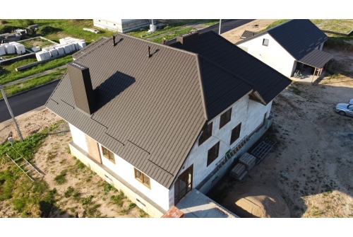 Металлочерепица "Квинта плюс" ("Kvinta plus") 0,5 Drap RR 32 темно-коричневый ПрофЛайн, купить Металлочерепица "Квинта плюс" ("Kvinta plus") 0,5 Drap RR 32 темно-коричневый в ПрофЛайн