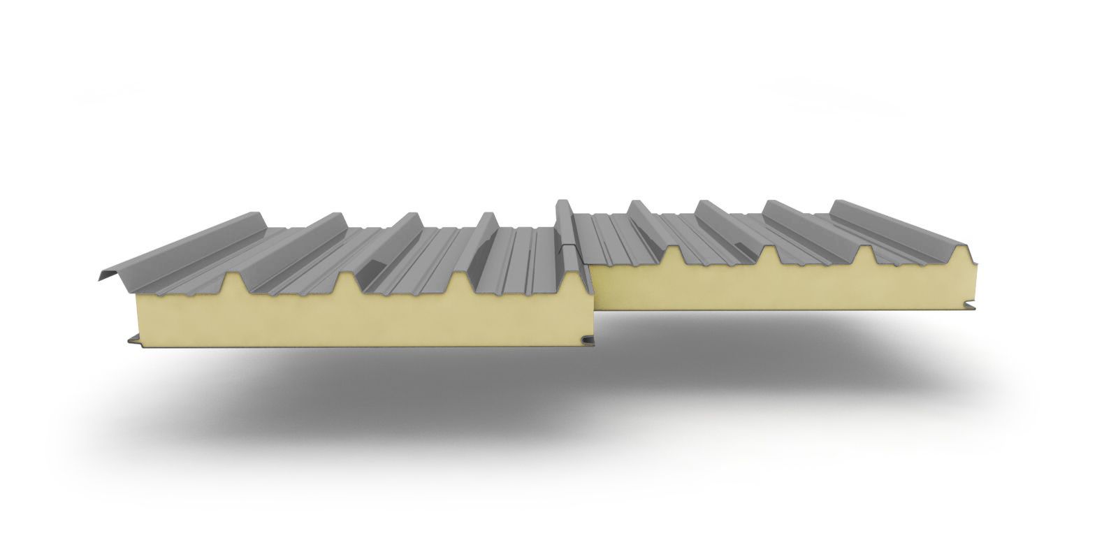 Кровельные сэндвич-панели с наполнителем из пенополиизоцианурата толщиной 150 мм, цвет RAL 7004 ПрофЛайн, купить Кровельные сэндвич-панели с наполнителем из пенополиизоцианурата толщиной 150 мм, цвет RAL 7004 в ПрофЛайн