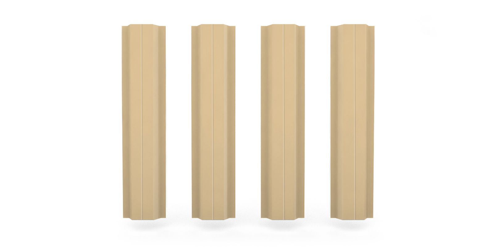 Штакетник металлический П-образный с ребром жёсткости, цвет RAL 1014, длина 1,6 м, Двусторонняя окраска ПрофЛайн, купить Штакетник металлический П-образный с ребром жёсткости, цвет RAL 1014, длина 1,6 м, Двусторонняя окраска в ПрофЛайн