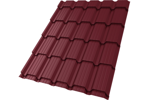 Металлочерепица "Квадро профи (Верховье)" ("Quadro Profi") v01 0,5 Satin RAL 3005 красное вино ПрофЛайн, купить Металлочерепица "Квадро профи (Верховье)" ("Quadro Profi") v01 0,5 Satin RAL 3005 красное вино в ПрофЛайн