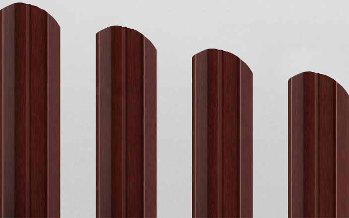 Штакетник металлический М-образный фигурный, цвет бразильская вишня, длина 1,6 м, односторонняя окраска ПрофЛайн, купить Штакетник металлический М-образный фигурный, цвет бразильская вишня, длина 1,6 м, односторонняя окраска в ПрофЛайн