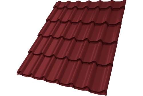 Металлочерепица Классик ("Classic") v01 0,5 Satin RAL 3011 коричнево-красный ПрофЛайн, купить Металлочерепица Классик ("Classic") v01 0,5 Satin RAL 3011 коричнево-красный в ПрофЛайн