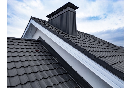 Металлочерепица "Квинта плюс" ("Kvinta plus") 0,5 Drap RAL 9005 черный ПрофЛайн, купить Металлочерепица "Квинта плюс" ("Kvinta plus") 0,5 Drap RAL 9005 черный в ПрофЛайн