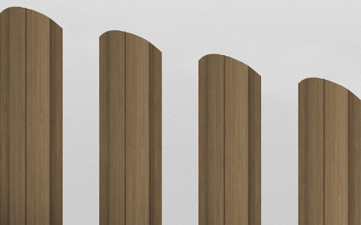 Штакетник металлический круглый фигурный, цвет орех, длина 1,8 м, двусторонняя окраска ПрофЛайн, купить Штакетник металлический круглый фигурный, цвет орех, длина 1,8 м, двусторонняя окраска в ПрофЛайн