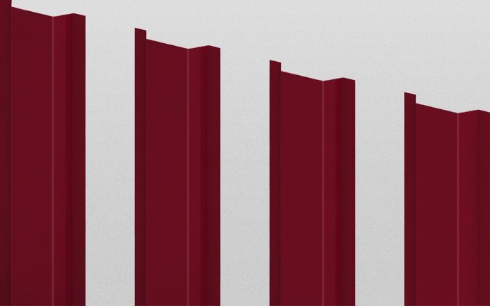 Штакетник металлический П-образный, цвет RAL 3011, длина 1,8 м, ширина 94 мм, односторонняя окраска ПрофЛайн, купить Штакетник металлический П-образный, цвет RAL 3011, длина 1,8 м, ширина 94 мм, односторонняя окраска в ПрофЛайн