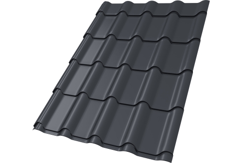 Металлочерепица "Камея" ("Kamea") v02 0,5 Drap RAL 7024 мокрый асфальт ПрофЛайн, купить Металлочерепица "Камея" ("Kamea") v02 0,5 Drap RAL 7024 мокрый асфальт в ПрофЛайн